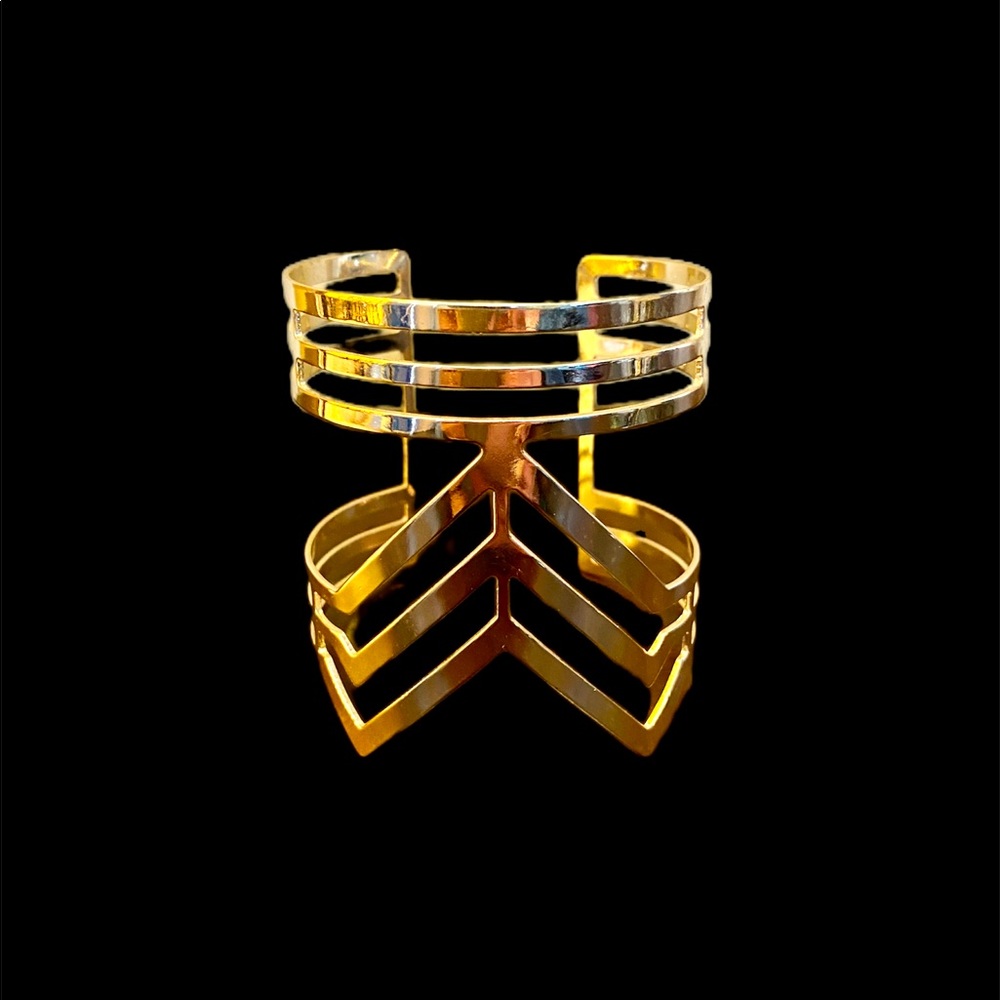 Gold Open Chevron Cuff Bracelet - Unbranded